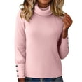 thumbnail image 4 of Women's Turtleneck Sweaters Fall Fitted Long Sleeve Pullover Sweater Ribbed Knit Basic Tops Pink XL, 4 of 5