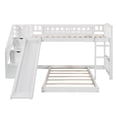 thumbnail image 4 of Twin over Twin Bunk Bed Frame with 2 Storage Drawers, Stairway Beds Frame with Slide, Wooden Bedframe with Guardrails, Easy Assembly, Mattress Not Included, White, 4 of 9