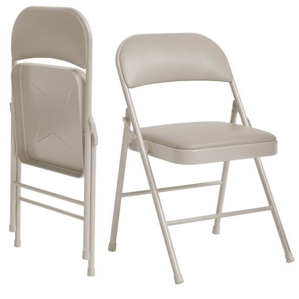 QinaQin Set de 2 sillas plegables de metal con asiento y respaldo acolchado, fáciles de guardar, ideales para casa, oficina, fiestas o uso interior y exterior