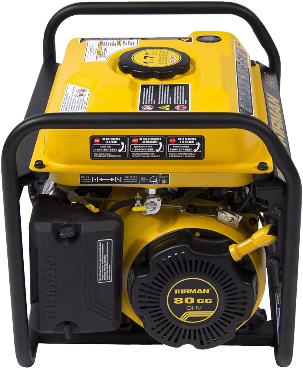 TaliaPosy P01202 1500/1200 Watt Recoil Start Gas Portable Generator cETL and CARB Certified With 12V - 8.3A Charging Outlets