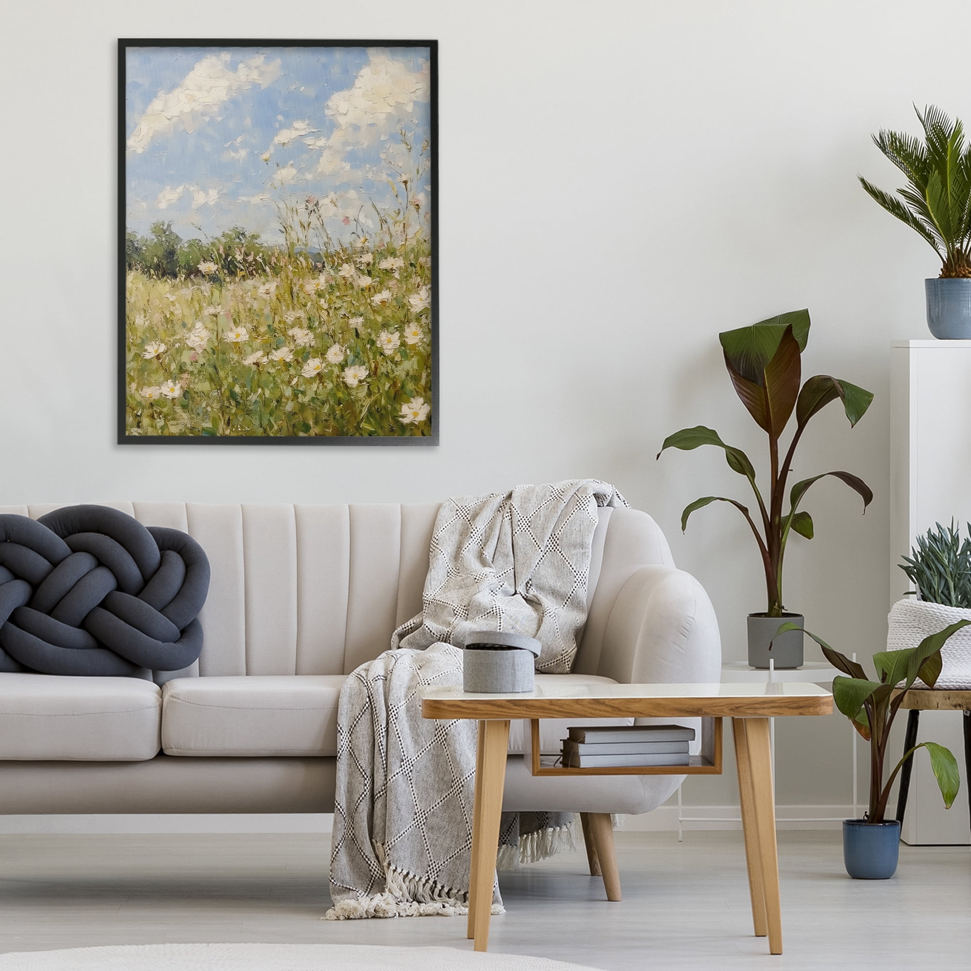 Stupell Industries Wildflower Field Beneath Blue Sky Black Framed Giclee Art, design by LSR Design Studio