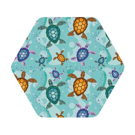 

Salouo Turtles And Sea Print Round Coaster Drink Coasters Leather Bar Beer Beverage Coasters for Drinks Set of 4 for Tabletop Protection Coffee Table Decor