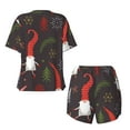 thumbnail image 6 of "Wukai Cute Christmas Gnomes Women's Pajama Set - Short-Sleeve Top and Shorts with Elastic Waistband and Pockets for Loungewear, Yoga, and Casual Wear-Medium, 6 of 8