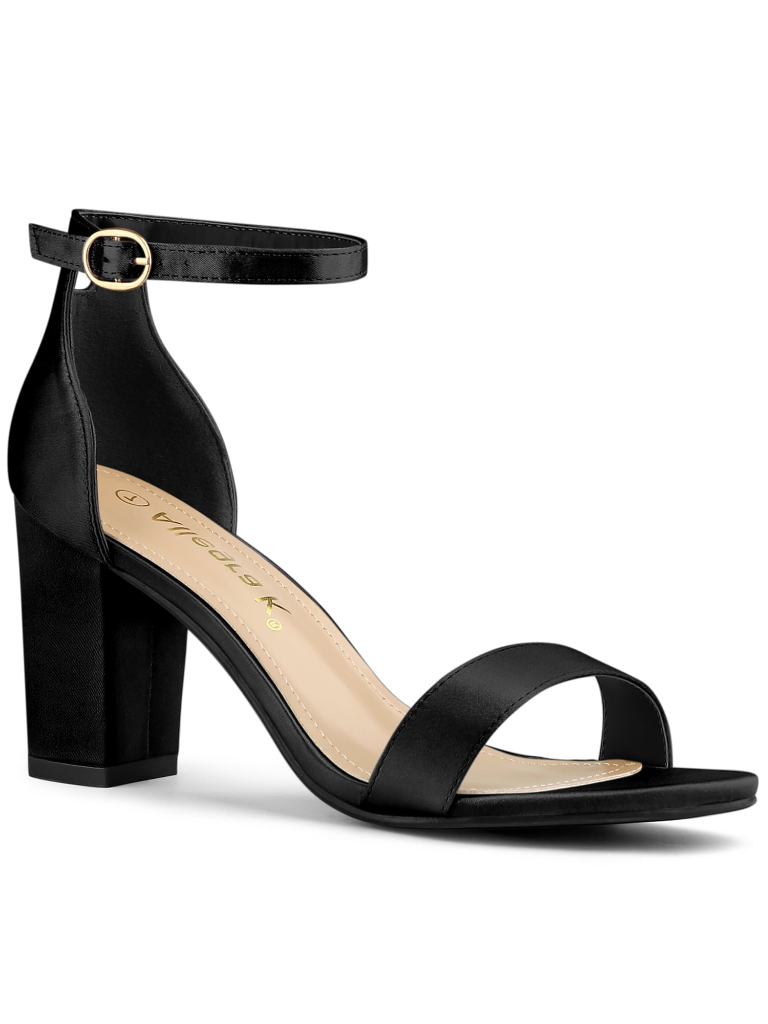 BLISSFUL STEP Women's Shoes Ankle Strap Buckle Block Heel Sandals