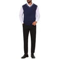 thumbnail image 2 of INSPIRE CHIC Men's Sweater Vest V Neck Knitwear Pullover Sleeveless Sweater Top M Navy Blue, 2 of 5