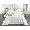 thumbnail image 3 of Ambesonne Oriental Quilted Bedspread Set 3 Pcs, Abstract New Year China, King Size, Apple Green and Sky Blue, 3 of 5