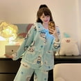 thumbnail image 5 of Cute Pajamas Suit Anime Usagi Hachiware Chiikawa Kawaii Cartoon Women Thickened Plush Blue Winter Coral Velvet Home Clothes, 5 of 28