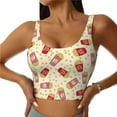 thumbnail image 2 of Haiem Cartoon Popcorn Pattern Womens Sports Bra - U Neck Padded Low Impact Yoga Bra Workout Crop Top Gym Moisture-Wicking Workout Vest -Medium, 2 of 9