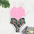 thumbnail image 2 of Gyujnb Girls Swimsuit,Girls Two Piece Swimwear Floral Print High Waist Bikini with Ruffles Conservative Tankini for Kids Beach Pool,11-12 Years, 2 of 3