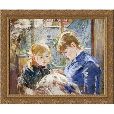 houses and buildings, boats and ships, harbours and lighthouses 24x20 Gold Ornate Wood Framed Canvas Art by Morisot,
