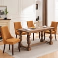 thumbnail image 6 of Dining Chairs Of 2 In Yellow, Rayon Cloth Linen Fabric, High For Superior Sitting, Cushion With Rebound Sponge, Steel Springs And Rubber Bands, Curved Solid Wood Legs, American Style Room Chair 2, 6 of 7