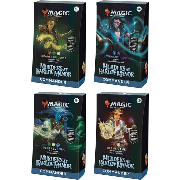 Magic: The Gathering Murders at Karlov Manor Commander Deck Bundle - Includes All 4 Decks (Deadly Disguise, Revenant Recon, Deep Clue Sea, and Blame Game)