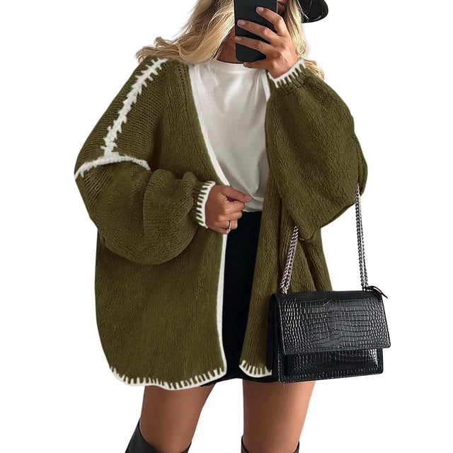 Suéter PRETTYGARDEN Estilo2 Verde Militar Oversized XL