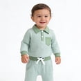 thumbnail image 1 of Conjunto de cuello vuelto de manga larga para niño, mono de otoño e invierno para niño y niña, conjunto de cuello vuelto de manga larga con botones para bebé, top de poliéster para niño, 1 of 8