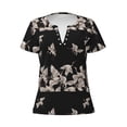 thumbnail image 3 of Naloa Japanese White Crane Print T-Shirts Short Sleeve V Neck Tees for Women Fashion Tops Trendy Lightweight Soft Casual Summer Outfits Clothes, 3 of 5