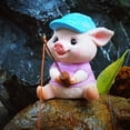 thumbnail image 4 of Whimsical Garden Pig Statue Fishing Ornament, Cute Outdoor Resin Decor for Yard, Garden, and Patio, Weatherproof Figurine for Home and Lawn Decoration, 4 of 9