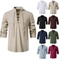 thumbnail image 4 of BVWKPCV Men's Cotton Long Sleeve Lace Up Vintage Shirts for Renaissance Pirate Viking Medieval Costume Coffee XXXL, 4 of 4