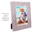 thumbnail image 3 of Excello Global Products EGP-HD-0202 Decorative Picture Frame, Silver Accents Border Picture Frame, Holds 5" X 7" Picture, Tabletop and Wall Picture Frames, Pink, 10" X 7", 3 of 5