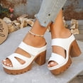 thumbnail image 5 of Pandaie Platform Wedge Sandals for Women 2026 Dressy Summer Chunky Heels Casual Hollow out Open Toe Comfortable Work Dress Pumps Shoes White Size 6.5, 5 of 9