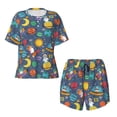 thumbnail image 4 of Qekee Cartoon Space Women's Pajama Set Short Sleeve Sleepwear Summer Home Wear with Pockets Soft Short Sleeve Shirt - Cartoon Space, 4 of 9