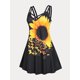 thumbnail image 1 of Vestido de Sol Talla Extra con Estampado de Girasol Rosegal  Vestidos Estampados Tallas Grandes, 1 of 5