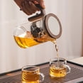 thumbnail image 4 of Kettle Glass Teapot with Infuser 600ml Stainless Steel One Touch Tea Maker Clear Tea Kettle with Wood Handle for Home Office, 4 of 7