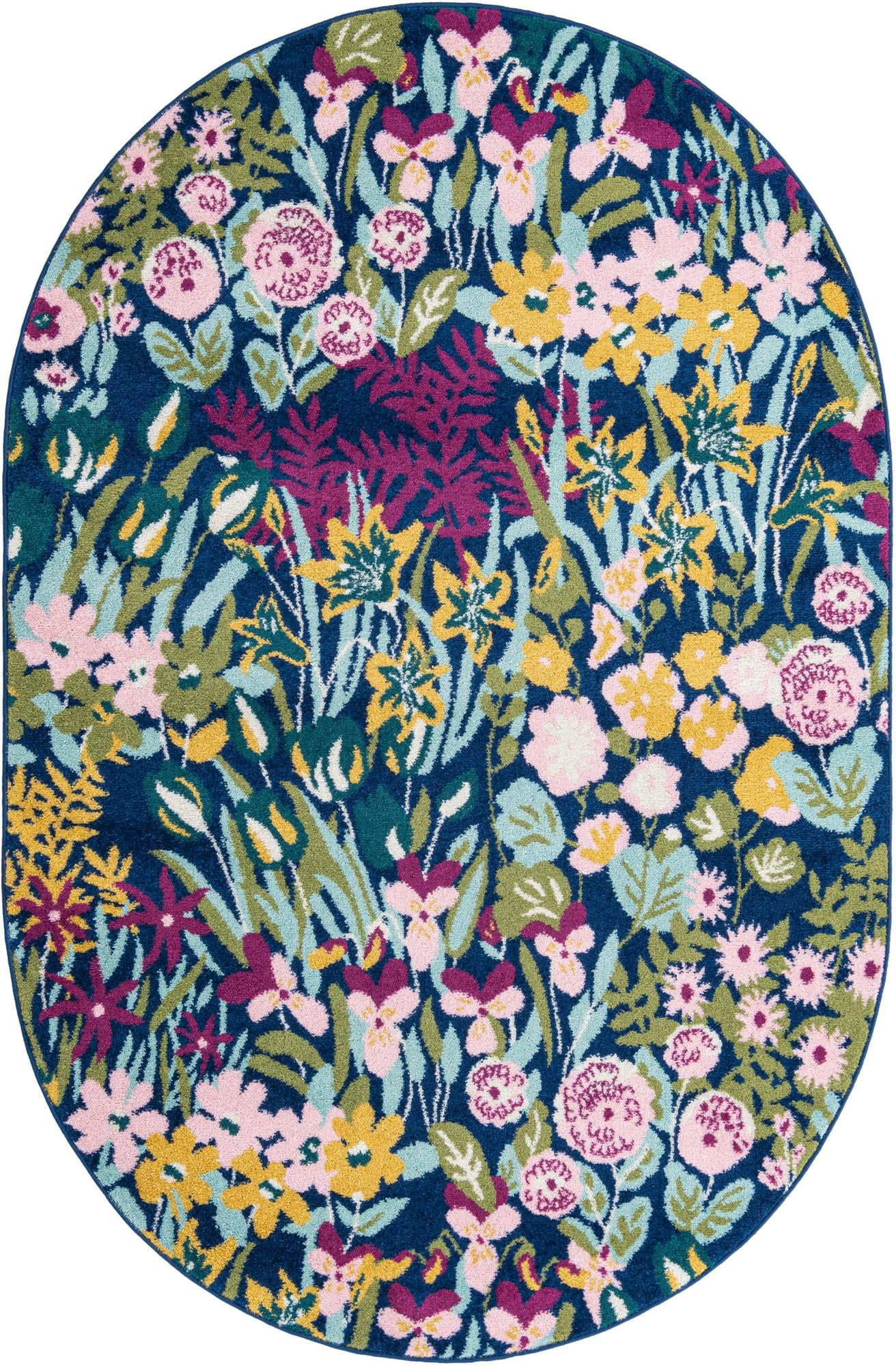 Bloom Collection Rug 5' x 8' Oval Multi MediumPile Rug