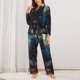 thumbnail image 2 of Fotbe Starry Sky Moon Wolf Leader Conjunto de Pijama de Manga Larga para Mujer con Estampado, Ropa de Dormir de 2 Piezas, Conjunto de Casa Suave y Cómodo con Bolsillos-Medium, 2 of 7