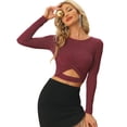thumbnail image 1 of Disfraz de Navidad para mujer Allegra K con purpurina Twist Manga larga Recortada Slim Fit Borgoña M, 1 of 6