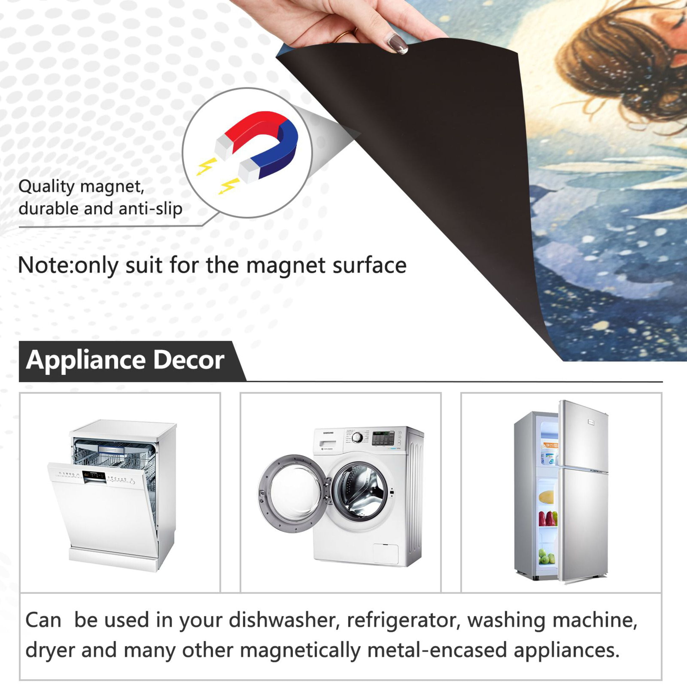 Dishwasher Magnetic Refrigerator Magnet Cover Sticker Home Decorative 23"x26" Wedding Angel