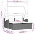 thumbnail image 2 of vidaXL Patio Sofa 2-Seater with Canopy and Stools Gray Poly Rattan, 2 of 10