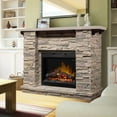 thumbnail image 2 of Dimplex Featherston 28" Electric Fireplace with Mantel Surround, Pine & Gray Stone-Look, 1500W LED Firebox Heater with Remote Control, 2 of 4