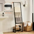 thumbnail image 2 of 5 Tier Wooden Blanket Ladder Storage Rack for Living Room and Bedroom, Rustic Brown and Black, 2 of 4