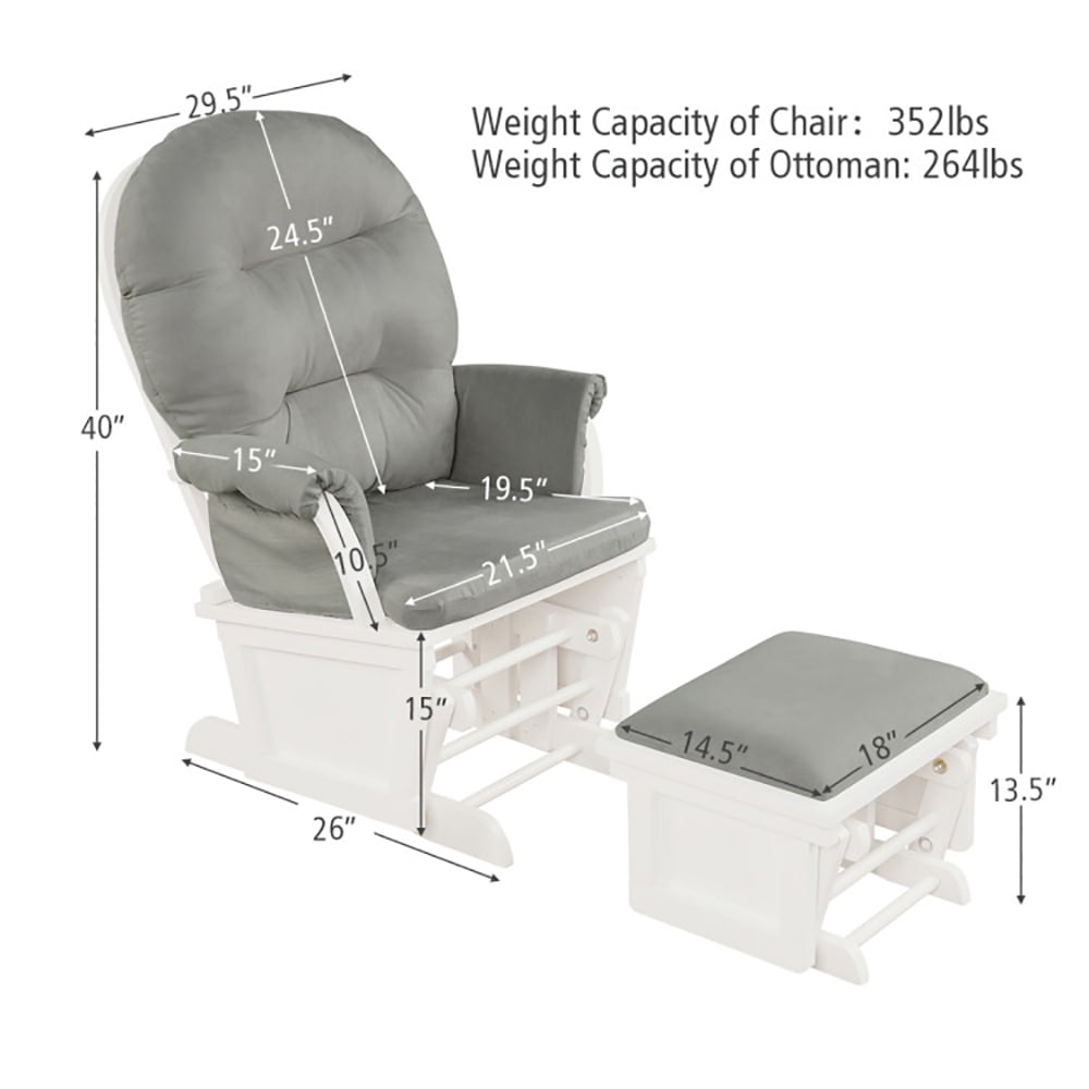 Finihen Glider and Ottoman Cushion Set, Wooden Rocking Nursery Chair, Wood Baby Glider and Ottoman Cushion Set with Padded Armrests for Nursing, for Napping, Nursing, Reading, Light Gray Finihen Glider and Ottoman Cushion Set, Wooden Rocking Nursery Chair, Wood Baby Glider and Ottoman Cushion Set with Padded Armrests for Nursing, for Napping, Nursing, Reading, Light Gray