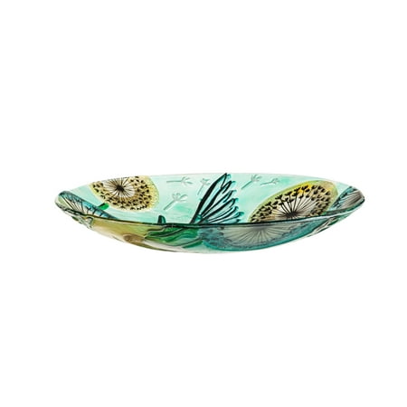 Evergreen 18" Glitter Hand Painted and Embossed Bird Bath, Hummingbird