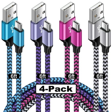 Usb C Cable 6ft,HopePow 4PACK Usb A to Usb C Cable Nylon Braided Super Long Type C Charger Fast USb Charging Cable 6 Feet Usb C for Samsung High Speed Android Phone Charger Cord Type C,Multicolor