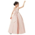 thumbnail image 3 of Ekidsbridal Satin V-Back Flower Girl Dresses with Rhinestone Wedding Toddler Gown for Junior Pageants 326 10, 3 of 6