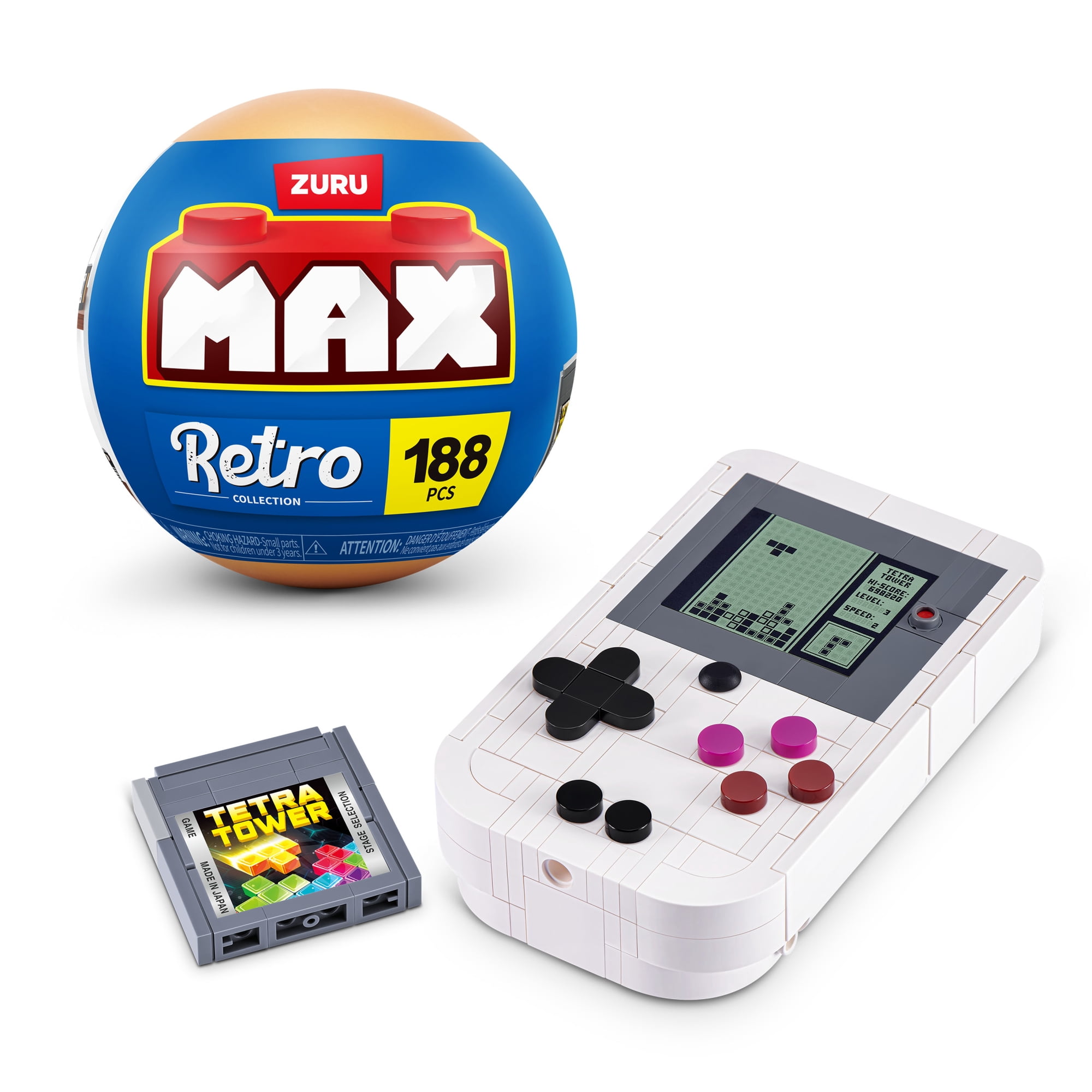 MAX BUILD MORE Premium Retro S2 (Handheld Game Console) by ZURU - Plastic Building Bricks Set for Kids Ages 8+