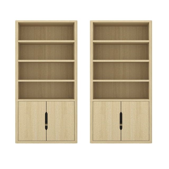 Rivington Armoire Bibliothèque Moderne en Chêne Naturel (4 Tablettes) - Ensemble de 2