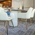 thumbnail image 3 of POVISON 63"Modern Minimalist White Oval Dining Table for 4, Glossy Sintered Stone Tabletop, Roman Column Frame Table Legs, 3 of 11