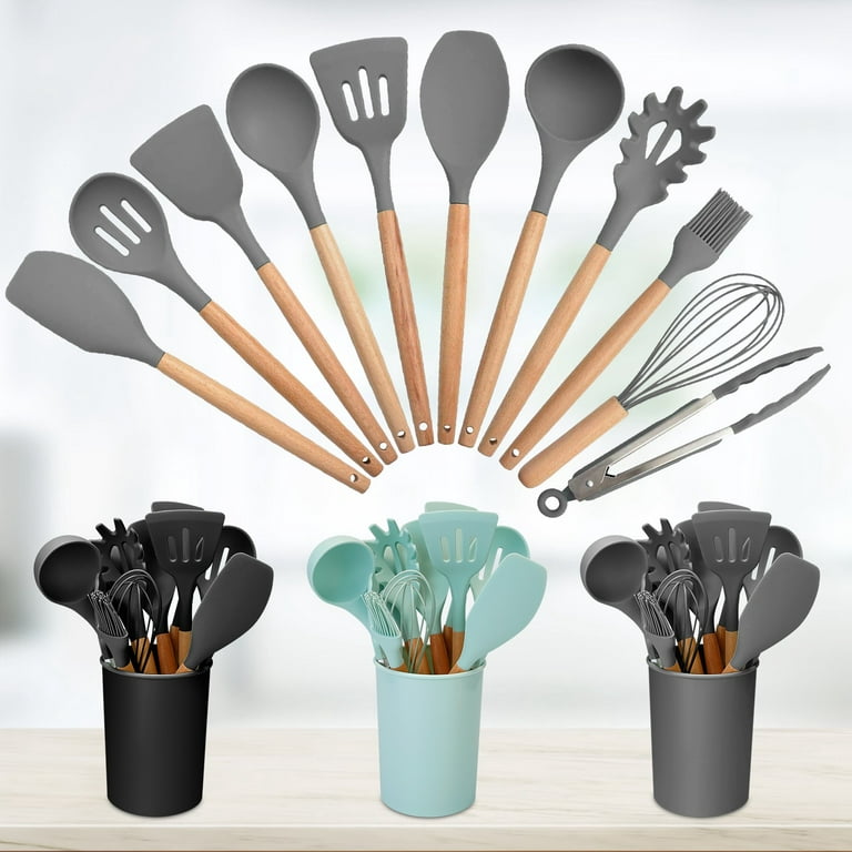 Kitchen Utensils Set with Holder, Silicone Cooking Utensils Gadget