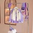 thumbnail image 4 of Sanrios Kuromi Girls Baseball Uniform Set Spring and Autumn New Korean Style Children‘s Sports Girls Jacket Fashionable 3Pcs Set, 4 of 7