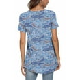 thumbnail image 3 of CATHY Women's 2022 Summer Short Sleeve Pleated Blouse Loose Flowy Tunic Top, 3 of 5