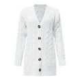 thumbnail image 4 of idosla Women's 2025 Fall Long Sleeve Cable Knit Sweater Open Front Cardigan Button Loose Outerwear (White, 5XL), 4 of 4