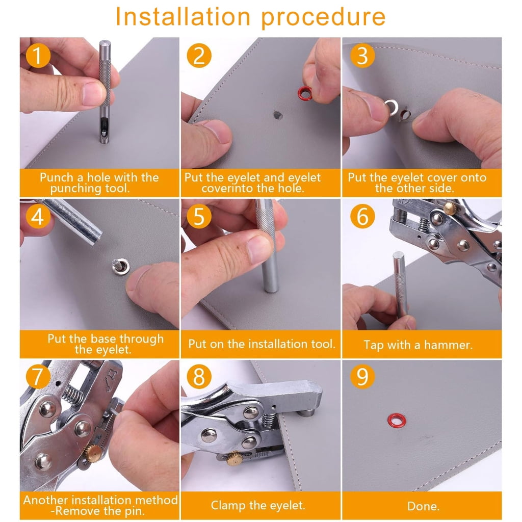 ROCKROK 700x Eyelet Set 12 Colors Eyelet Pliers Set Grommet Tool Set for Fabric
