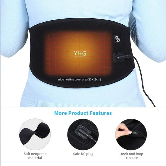 WALFRONT Heated Waist Belt One Size Waistband with a 2M Long Direct Charge Charger and USB Charging Cable Black,YHG Heated Waist Belt Black One Size Waistband