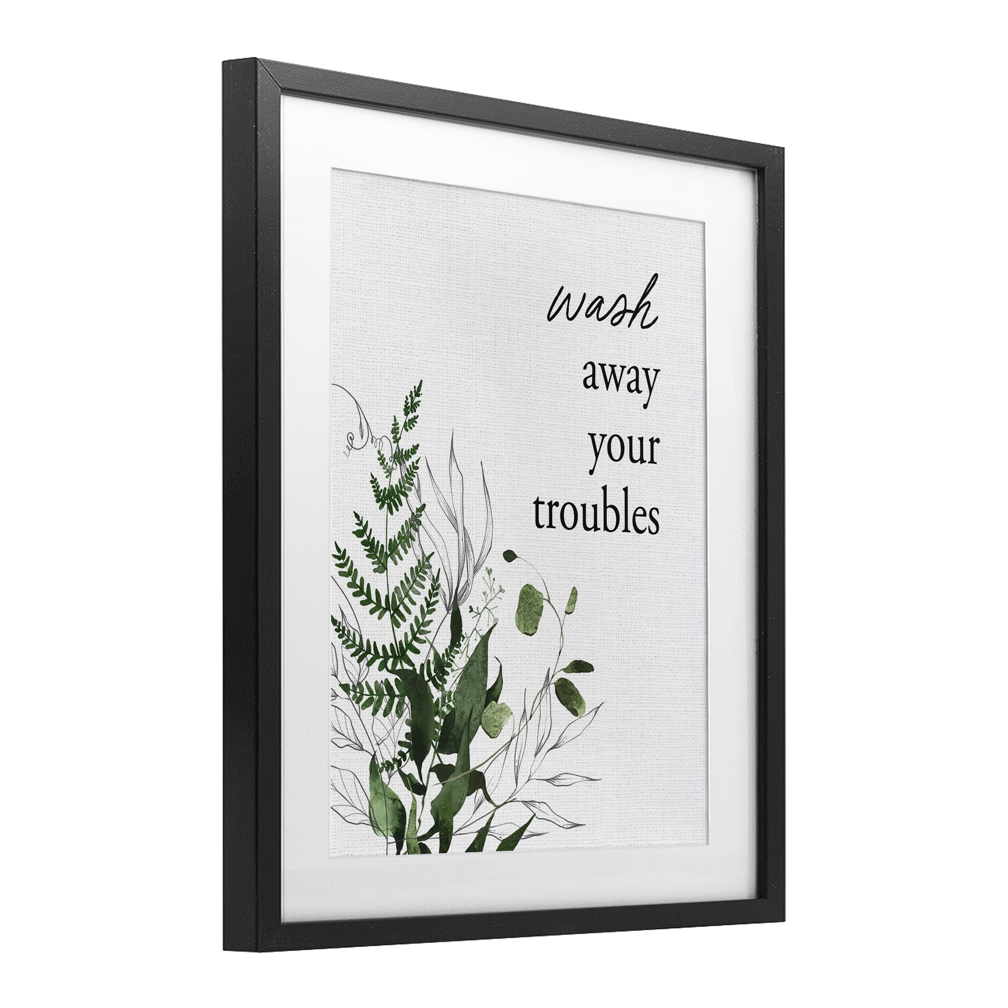 Forest Foliage Wash Away Black Framed Print Under Glass, design by Lettered and Lined