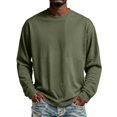 thumbnail image 2 of IAJDKMEK Long Sleeve Shirts for Men - Stretch Fit Round Neck Soft Tee Shirts, Lightweight Breathable Comfortable Tops for Daily Wear, Work, Office, and Weekend,Army Green L, 2 of 7
