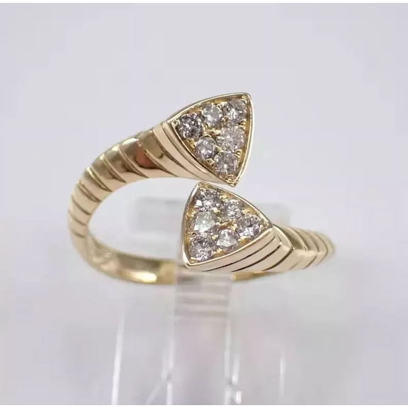 1.00Ct Round Cut Simulated Diamond Women's Crossover Bypass Wedding Ring 14K Yellow Gold Plated 925 Sterling Silver
