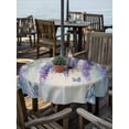 thumbnail image 2 of Outdoor Tablecloth with Umbrella Hole Zipper Purple Floral Round Tablecloth 60" Waterproof Outside Table Cloth Blue Butterfly Flower Modern Graffiti Art Patio Table Cover Tablecloths for Picnic Party, 2 of 8